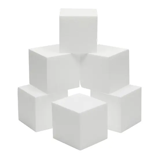 6 Pack Foam Cube Squares for Crafts - Polystyrene Blocks for DIY, Floral Arrangements, Arts Supplies (4 x 4 x 4 in, White) {1}