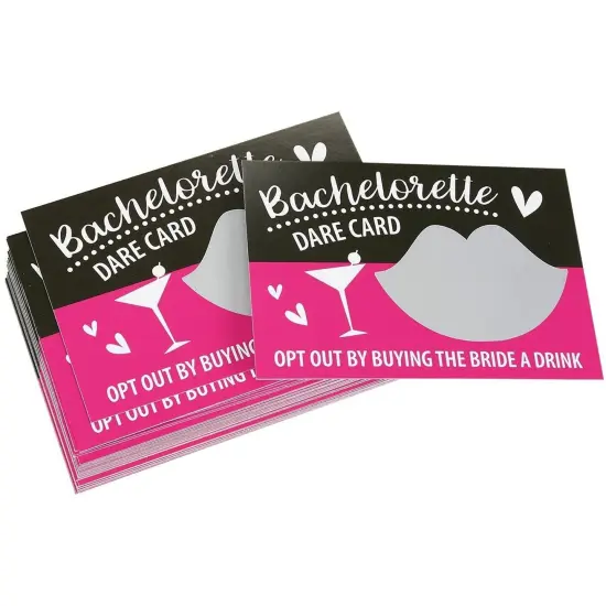 Pack of 30 Bachelorette Party Game - Bachelorette Dare Cards Scratch Off Cards - Perfect for Girls Night Out, Bridal Parties, Bridal Showers, Hot Pink & Black Cards {1}