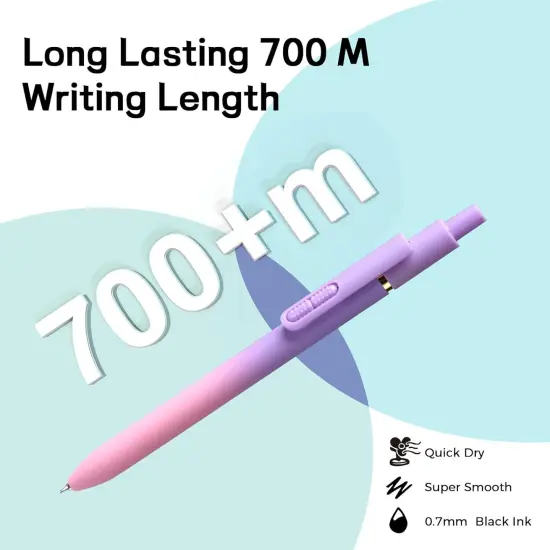 8pc Gel Pens 0.7mm Black Ink Medium Tip - Fast-Dry, No Bleed, Gradient Colors for Office & School {3}