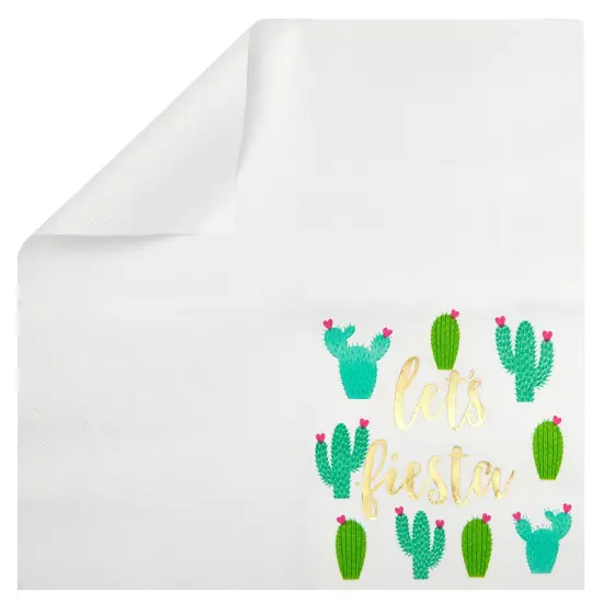 50 Pack Let’s Fiesta Taco Napkins for Party, Cinco De Mayo Party Decorations, Paper Margarita Napkins (5x5 In) {6}