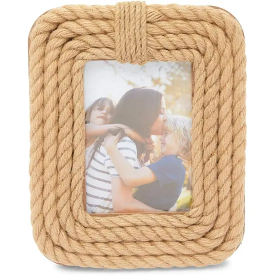 Okuna Outpost Jute Rope Picture Frame, Nautical Home Décor (11 x 5 Inch Frame) Brown {4}