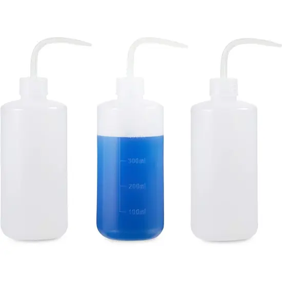 3-Pack Plastic Squeeze Bottles, Squirt Container with Angle Bent Tip, 16 oz Clear {7}
