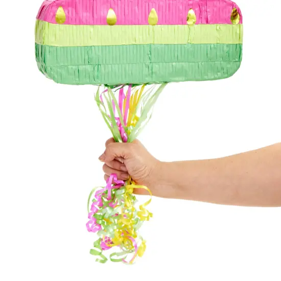 Pull String Number 1 Watermelon Pinata for 1st Birthday Party Supplies, One In A Melon Party Decorations, Baby Shower (Small, 16.5x11x3 In) Pink {5}