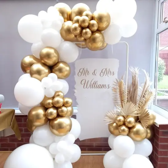 White and Gold Latex Balloons, 67pcs 12 Inch Metallic Gold and White Party {4}