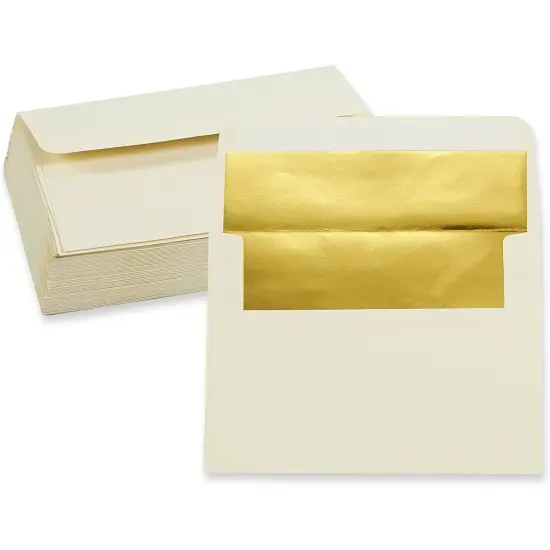 Invitation Envelopes with Gold Foil Lining (5.25 x 7.25 Inches, Ivory, 50 Pack) White {1}