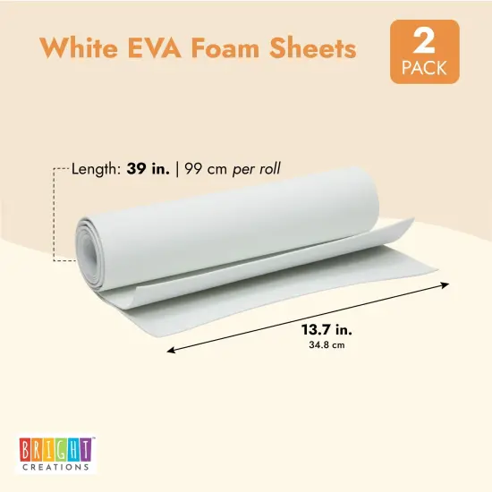 2-Pack EVA Foam Roll, 13.7x39-Inch 2mm Thick High-Density Foam Sheets for Arts and Crafts Supplies, Cosplay Costumes and Custom Crafted Armor, Formable Foam for Crafting (White) {3}