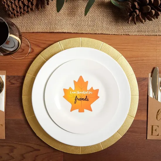 50 Pack Thankful for Table Place Cards, Thanksgiving Leaf Cutouts for Dinner and Party {3}
