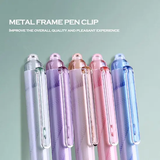 Retractable 0.5mm Porous Point Pen, metal clip, non-slip pen holder, Black ink gel pens, Box of 6 Pens (6) {3}