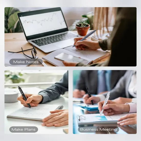 Black Gel Pens, 6Pcs Fine Point Smooth Writing Pens with 3 Extra Refills, Quick Dry Black Ink Pens for Journaling, Office, Note Taking, School Supplies, Nurse Aesthetic(Black Gray White) {5}