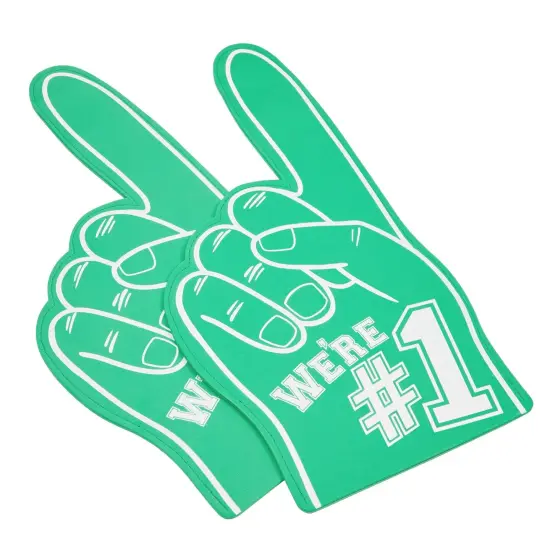 2 Pack Foam Finger #1, It's Goin' Down, Sports Party Favors, Outdoor Essentials, Green (17.5 in) {4}
