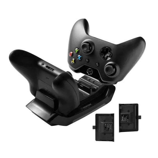 Insten Xbox One Controller Charging Station Stand with 2 Rechargeable Battery Pack Charger Dock and USB Cable for Xbox One / Xbox One S / One Elite / Xbox One X Black {1}
