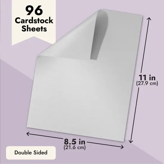 96 Sheet Silver Shimmer Metallic Cardstock, Double-Sided Paper for Scrapbooking, DIY Projects (8.5x11 In, 250 gsm) {4}