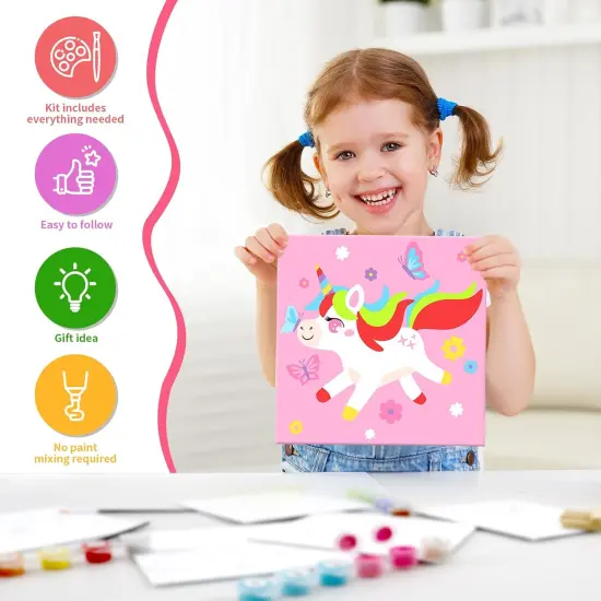 Kids Paint by Number Kits Including 6 Pre-Drawn Canvas for Painting, 6 Brushes 17 Paints and 2 Easels, Perfect Art Painting Kit for Kids, Arts and Crafts Painting for Kids Ages 8-12 {3}