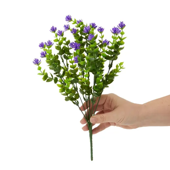 Purple Artificial Flowers for Cemetery with 2 Cone Vases, Small Bouquets for Grave Decorations (2.9 x 2.9 x 7 Inches, 6 Bundles) {4}