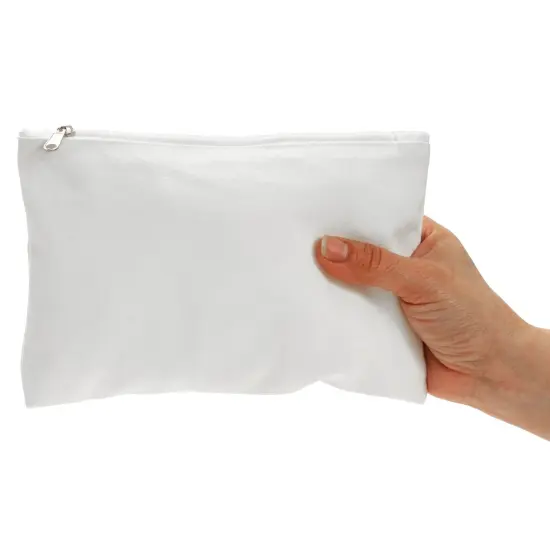 Juvale 12-Pack Bulk Blank Canvas Zipper Pouch Set, 8x6" Canvas Pencil Pouch with Zipper for Cosmetic & DIY Crafts, Pens, Markers, Scissors, Makeup Brushes, Lip Gloss, Hair Clips {6}