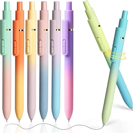 8pc Gel Pens 0.7mm Black Ink Medium Tip - Fast-Dry, No Bleed, Gradient Colors for Office & School {1}