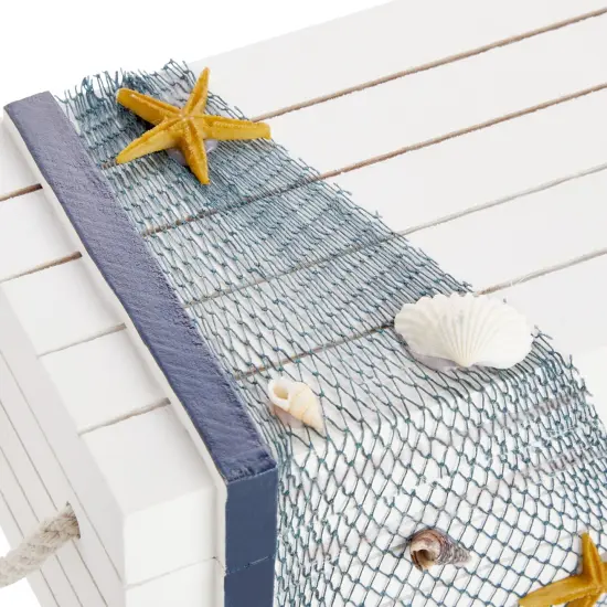 Nautical Box Set, Beach Theme Wooden Jewelry Boxes for Ocean Decor (3 Sizes) Grey {6}