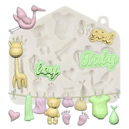 Large Baby Boy/Girl Theme Silicone Mold {1}
