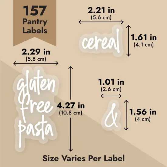 Talented Kitchen 157 Pantry Labels for Food Containers - Preprinted White Script Kitchen Food Organization Labels for Storage Canisters and Jars (White Script) Clear {5}