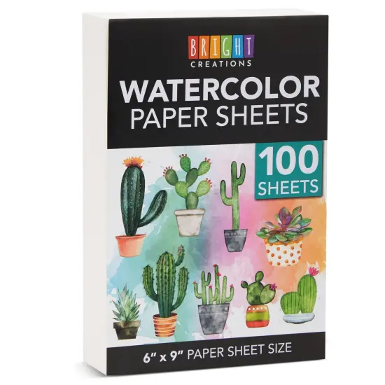 100 Sheets Cold Press Watercolor Paper for Artists and Beginners (6 x 9 in) White {1}