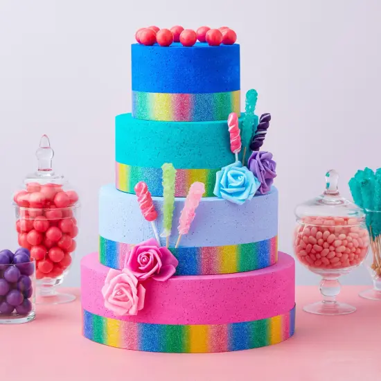 Set of 4 Round Foam Cake Dummies in Varying Sizes for 16" Tall Fake Wedding Cake (6, 8, 10, and 12 in) White {4}