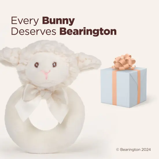 Bearington Baby Lamby, 5.5 Inch Cream Lamb Plush Stuffed Animal, Soft Baby Rattles and Plush Rings, For Ages 0-14 White {5}