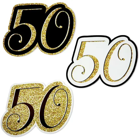 Blue Panda Happy 50th Birthday Yard Signs with Stakes (8 Pieces) Black {5}