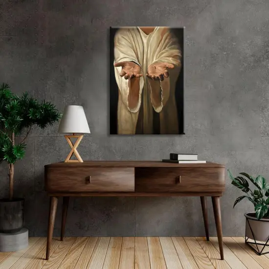 Framed Jesus wall art The Hand of God Christ Religion Canvas The Jesus Hand Wall Decor Bible Pictures Posters Prints Paintings for Living Room Bedroom Church Decorations Ready to Hang {2}