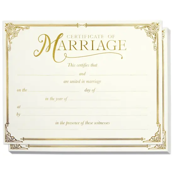 48 Pack Marriage Certificates with Gold Foil Edges for Wedding Ceremony, Official Newly Weds, Expecting Marriage Proposals, Blank Wedding Certificate (11 x 8.5 Inches) {1}