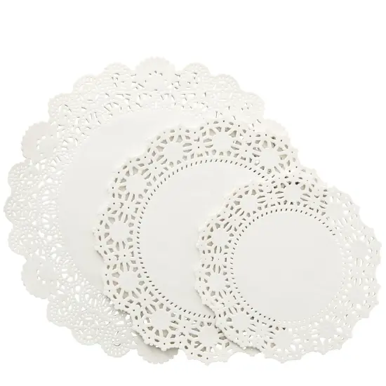 150 Pack Round White Paper Doilies Assorted Sizes for Cake, Food, Dessert - Lace Paper Placemats for Crafts, Plates, Party Table, Wedding (6.5, 8.5, and 10.5 Inch) {1}