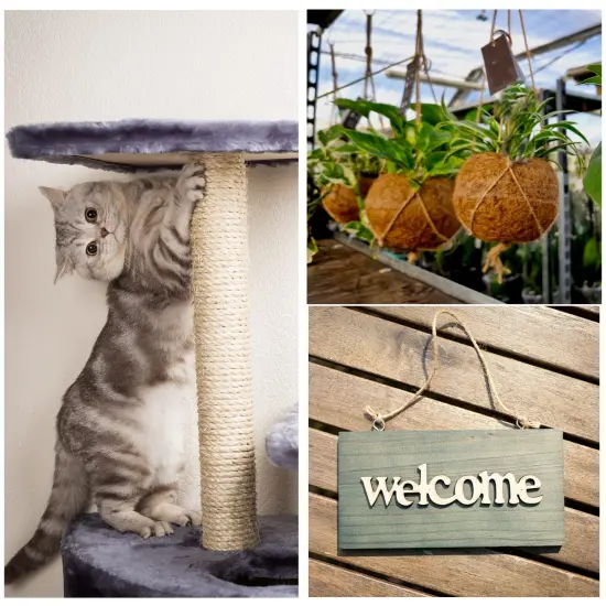 100 Feet 5mm Thick Twisted Nautical Rope for Crafts and Gift Wrapping - Decorative Hemp Jute String Twine (Brown) {6}