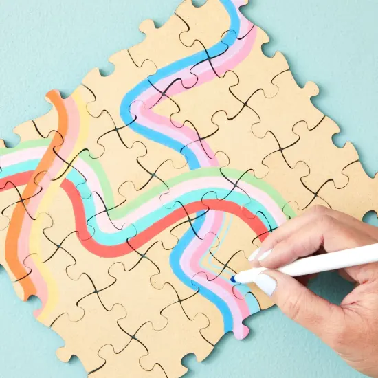 100 Blank Wooden Puzzle Pieces for Crafts, DIY Art Projects, 1.9x1.6" Unfinished Freeform Jigsaw Wood Puzzle to Draw On {3}