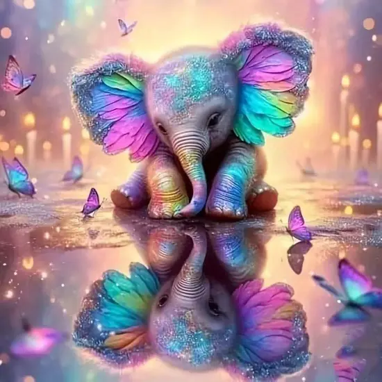 5D Diamond Painting Kits for Adults, Animal Elephant Full Drill Diamond Painting Kits for Beginner,DIY Butterfly Round Diamond Dots for Adults Gem Art Home Wall Decor 14 X 14Inch {1}