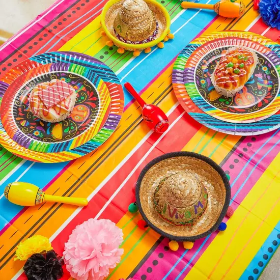6 pcs Cinco De Mayo Printed Plastic Tablecover w/Multi Color Style (54 x 108 INCHES) for Fiesta, Taco Night, Birthday, and Mexican Themed Party {4}