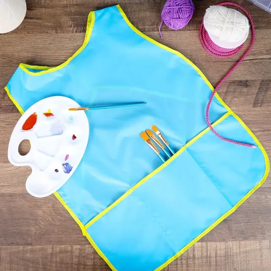 Bright Creations 4 Pack Kids Apron for Ages 3&ndash;14, Waterproof Smock for Painting and Crafts (Red and Blue) {3}