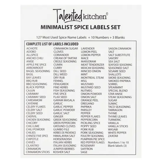 Talented Kitchen 140 Pack of Minimalist Style Spice Jar Labels, Preprinted, Water Resistant Stickers (Gold Text) {3}