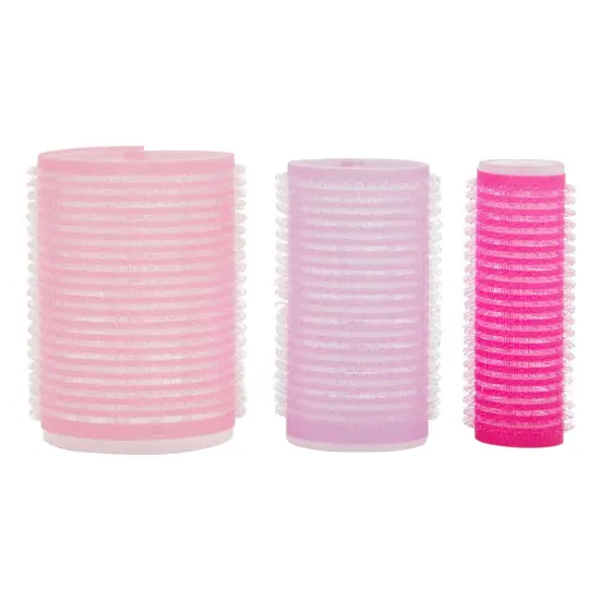 48 Piece Set Self-Grip Hair Rollers with Clips - Pink Hair Curlers in 3 Sizes with Duck bill Shaped Clips Set for Hair Curls (36 Hair Tension Rollers, 12 Clips) {7}