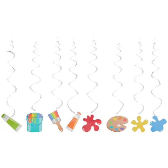 59 Piece Art Birthday Party Decorations Kit with Balloons, Banner, Swirl Cutouts, Honeycomb Table Centerpieces Multicolor {6}