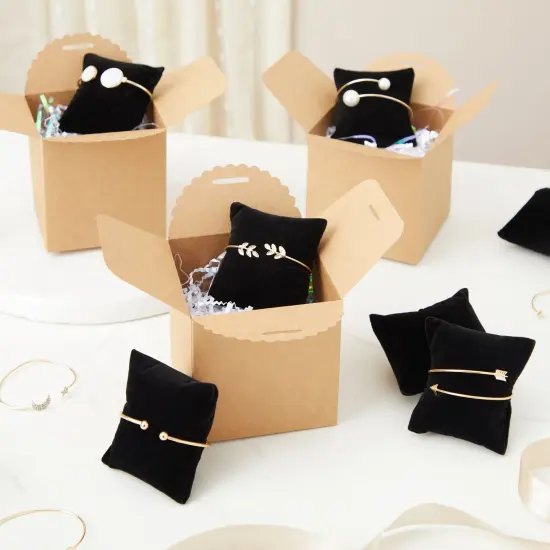 12 Pack Velvet Bracelet Cushion Pillows for Watches and Bangles, Jewelry Display for Selling, Black (3 x 3 In) {2}