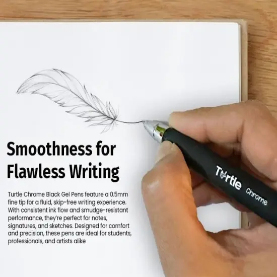 Chrome Black Ink Gel Pens, Fine Point (0.5mm) Gel Pen for Journaling, Note Taking, School Office Supplies, Stationery for Men Women Gifts (Pack Of 8) {4}