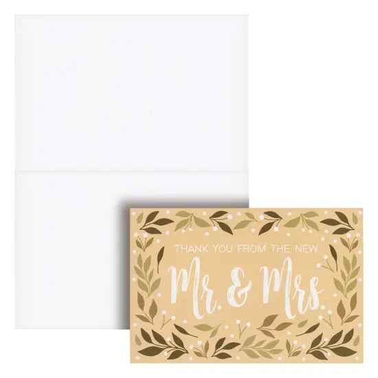 48 Pack From the New Mr and Mrs Wedding Thank You Cards with Teal Envelopes Included (4x6 in) Brown {7}