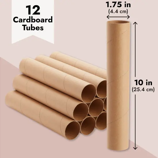 12 Pack Cardboard Tubes for Crafts, Brown Rolls for DIY Projects, Classroom (1.75 x 10 In) {4}