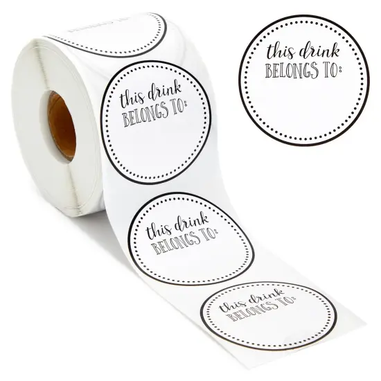 500 Pack Drink Stickers for Cups, Water Bottles, This Drink Belongs To Stickers for Wedding Reception, Birthday Party, Anniversary, Cocktail Party, Blank Cup Name Tags (2 In) Black {1}