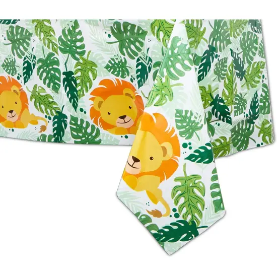 Plastic Lion Tablecloth for Safari Birthday Party Decorations (54 x 108 in, 3 Pack) Green {5}