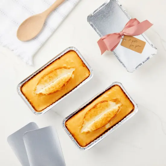 50 Pack Aluminum Foil 2 lb Disposable Loaf Pans With Lids for Baking Bread, Heating, Storing Food (32oz, 8.5 x 4.5 In) Silver {2}