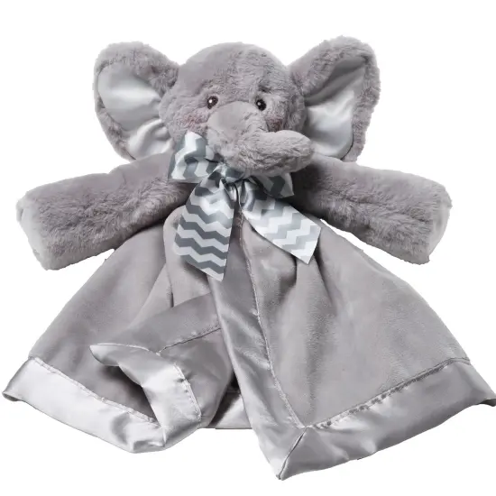 Bearington Baby Lil' Spout Snuggler, 15 Inch Gray Elephant Plush Stuffed Animal Security Blanket Lovey for Babies, For Ages 0-3 Grey {1}