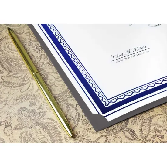 Diploma Cover Holders for Letter-Sized Award Certificate, Gold Border (Grey, 12 Pack) {3}