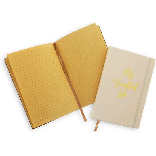2 Pack Inspirational Faux Leather Notebook Journal, Kraft Lined Pages, 5.4x8.3 Brown {3}