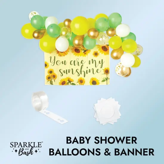 Sunflower Baby Shower Birthday Party Decorations, You are My Sunshine Banner and Arch Design Balloons (75 Piece Set) Yellow {3}