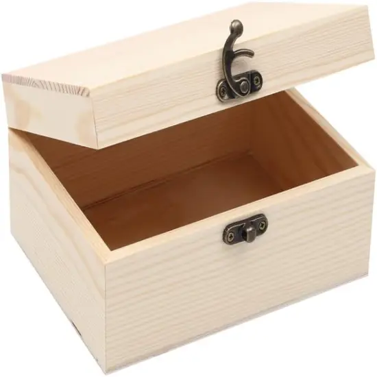 1-Pack Unfinished Unpainted Wooden Box with Hinged Lid for Crafts DIY Storage Jewelry Plain Pine Box {1}